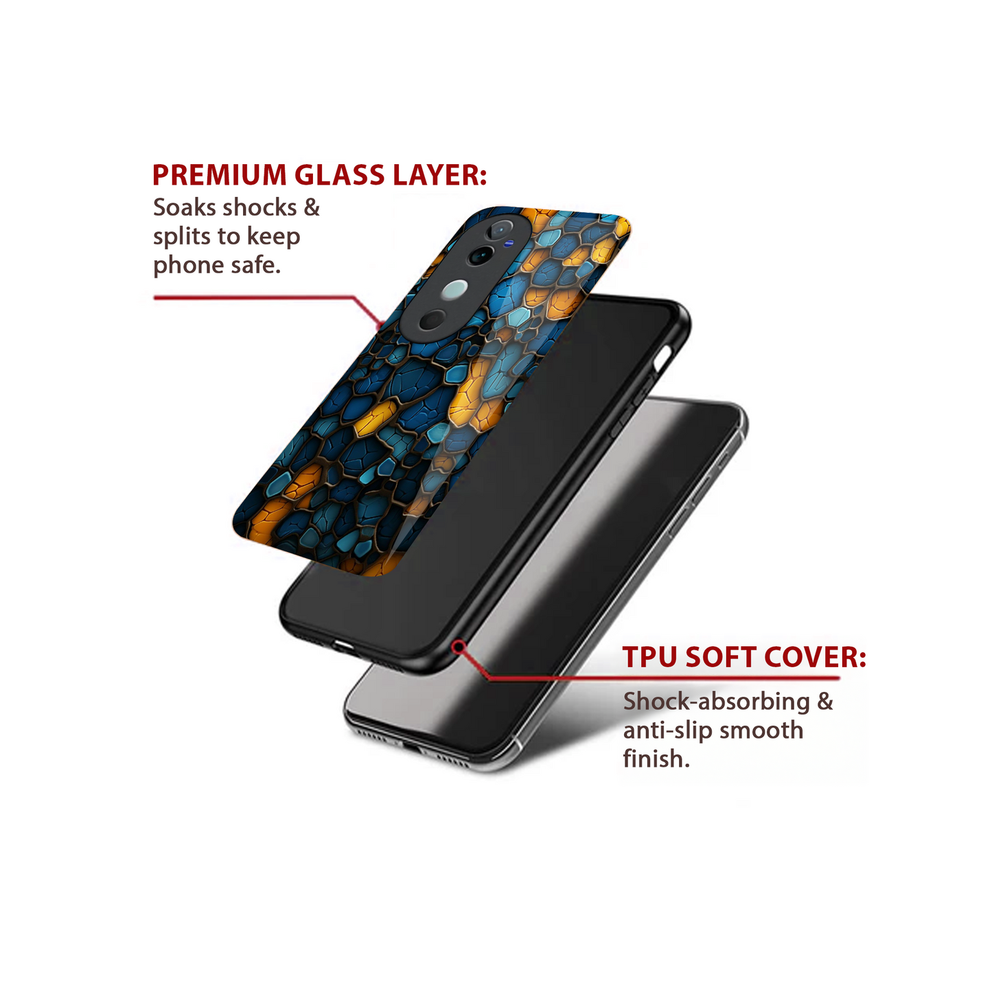 Vivo V40 Pro Luxury UV Printed Anti-Scratch Glass Back Phone Case (Stone)