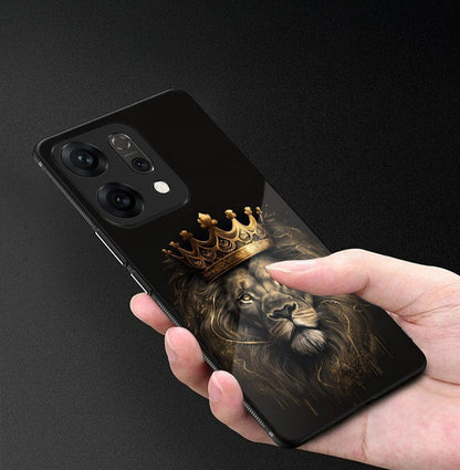Oppo Reno 14 5G Premium Acrylic Shockproof Glass Back Case (Crowned Lion)