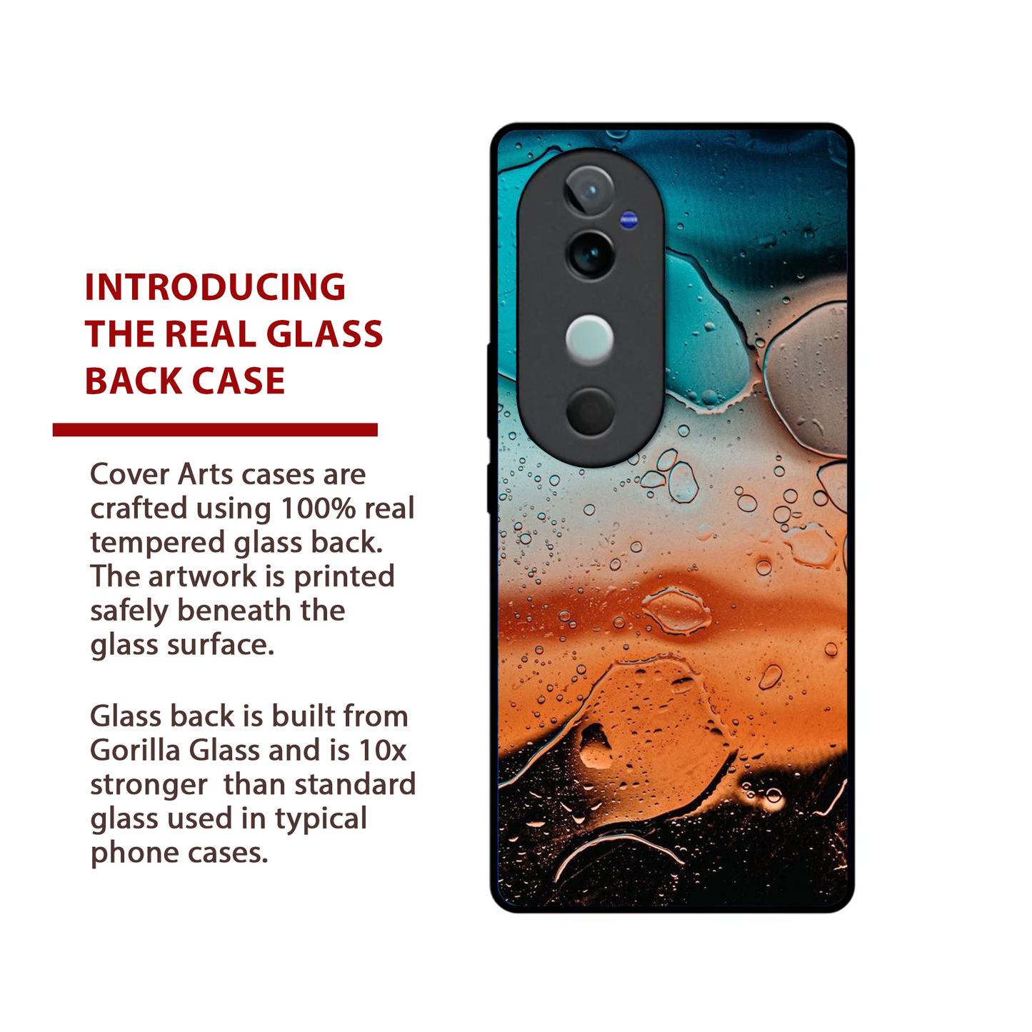 Vivo V40 Pro Luxury UV Printed Anti-Scratch Glass Back Phone Case (Water bubble)