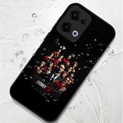 Oppo Reno 13 5G Premium Acrylic Shockproof Glass Back Case (Money Heist)