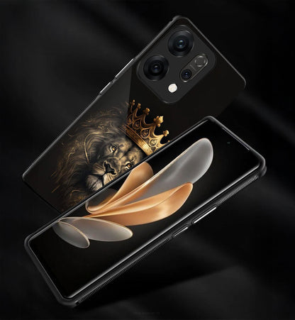 Oppo Reno 14 5G Premium Acrylic Shockproof Glass Back Case (Crowned Lion)