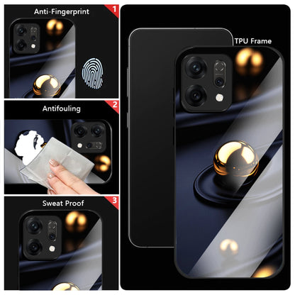 Oppo Reno14 5G Premium Acrylic Shockproof Glass Back Case (Golden Ripple)
