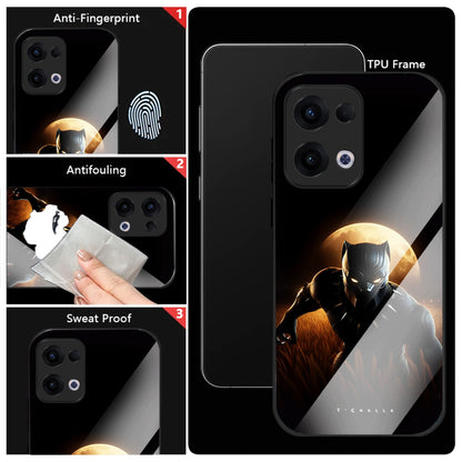 Oppo Reno 13 5G Premium Acrylic Shockproof Glass Back Case (Royal Panther)