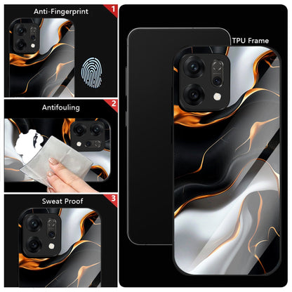 Oppo Reno14 5G Premium Acrylic Shockproof Glass Back Case (Lava Veins)