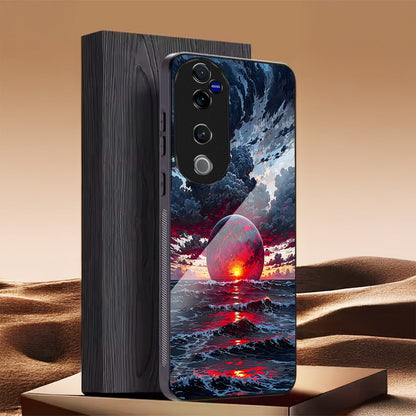Vivo V40 Pro 5G Premium Acrylic Shockproof Glass Back Case (Crimson Ocean)