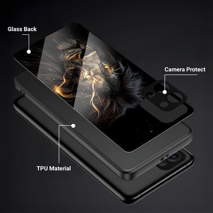 Oppo Reno 13 5G Premium Acrylic Shockproof Glass Back Case (Black Lion)