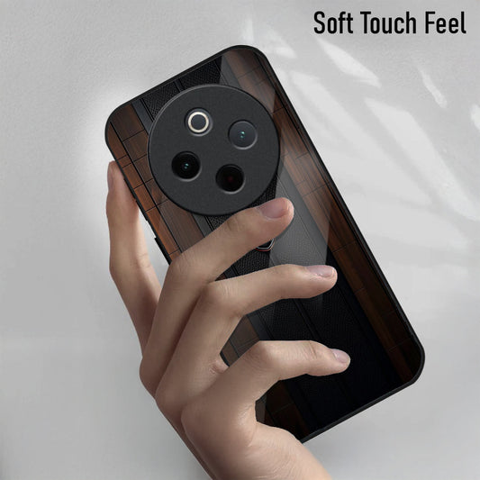 Vivo T4 5G Premium Acrylic Shockproof Glass Back Case (Carbon Oak)