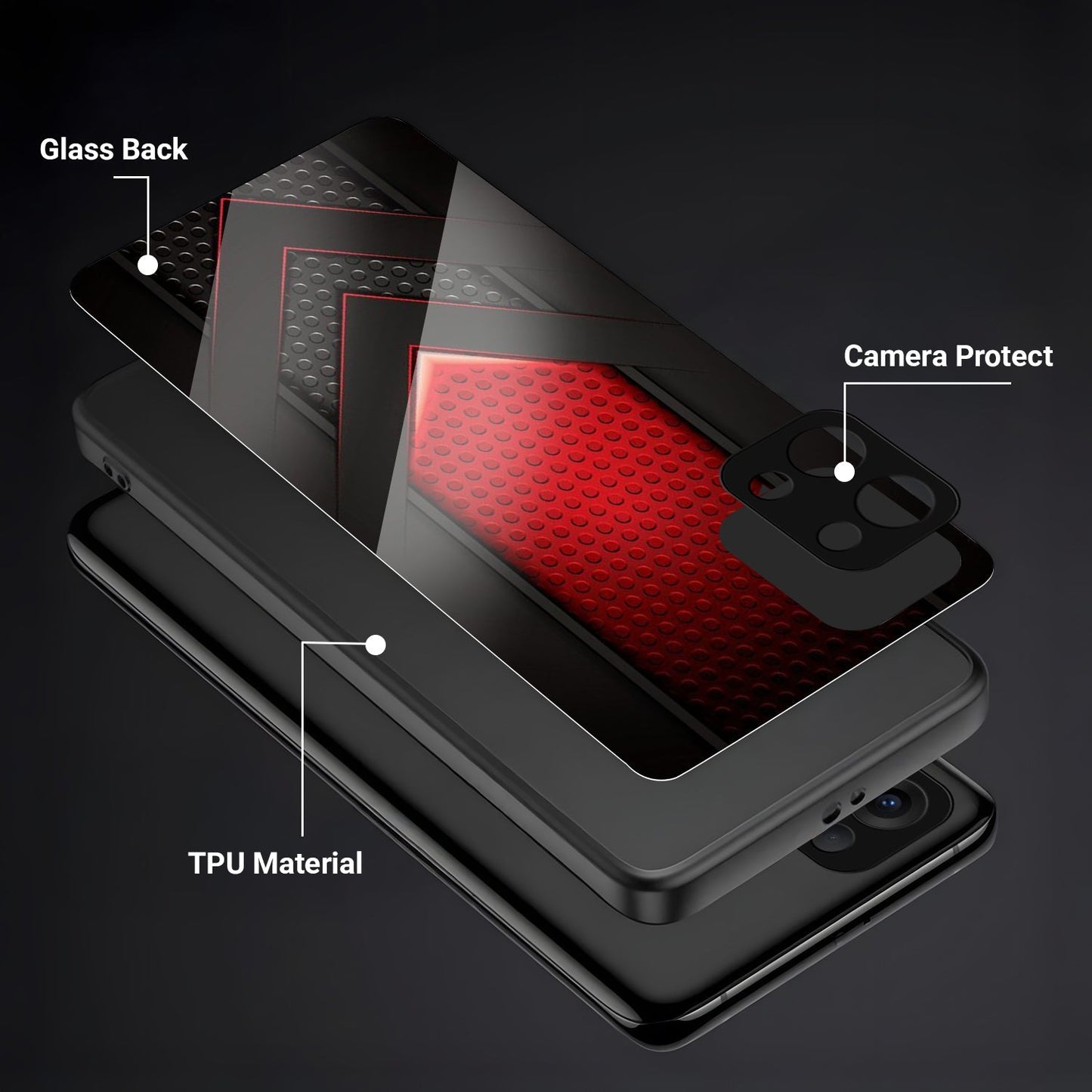 Oppo Reno 13 5G Premium Acrylic Shockproof Glass Back Case (V-Strike)
