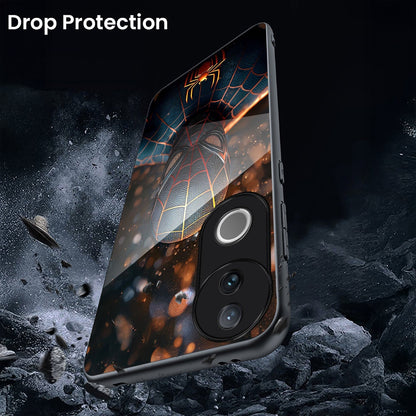 Vivo V50 5G Premium Acrylic Shockproof Glass Back Case (Spider Strike)