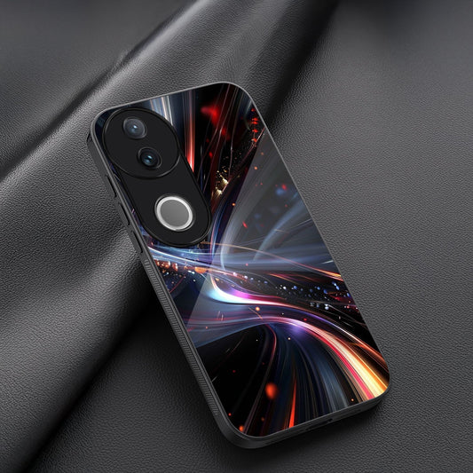 Vivo V50 5G Premium Acrylic Shockproof Glass Back Case (Lightwave Vortex)