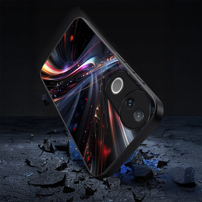 Vivo V50 5G Premium Acrylic Shockproof Glass Back Case (Lightwave Vortex)
