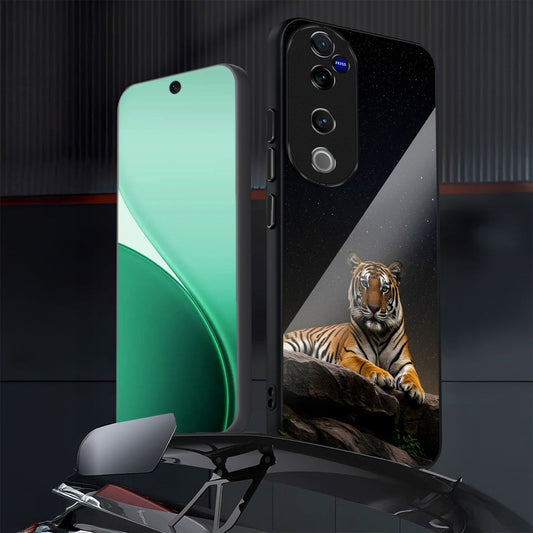 Vivo V40 Pro 5G Premium Acrylic Shockproof Glass Back Case (Silent Tiger)