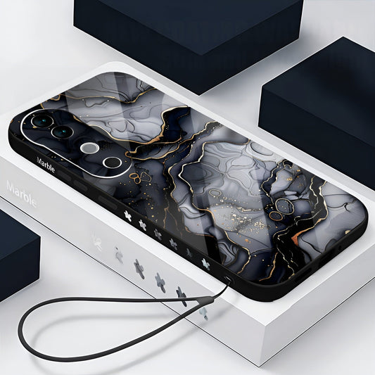 Vivo V40 Pro 5G Premium Acrylic Shockproof Glass Back Case (Black Marble)