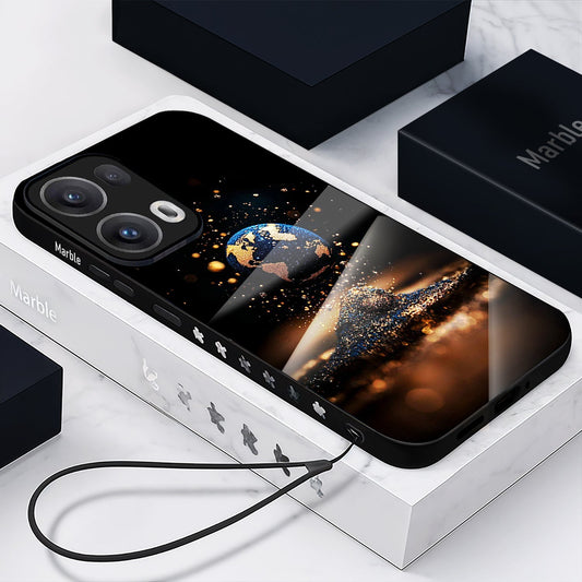Oppo Reno13 5G Premium Acrylic Shockproof Glass Back Case (Galaxy of Gold)