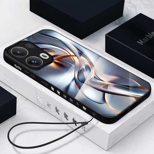 Oppo Reno13 5G Premium Acrylic Shockproof Glass Back Case (Liquid Chrome)