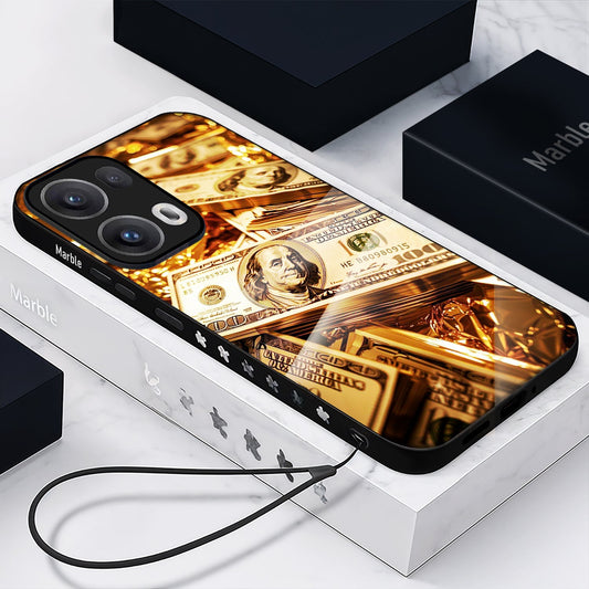 Oppo Reno13 5G Premium Acrylic Shockproof Glass Back Case (Money Glare)