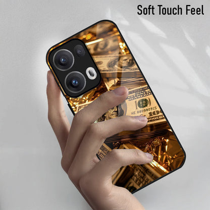 Oppo Reno13 5G Premium Acrylic Shockproof Glass Back Case (Money Glare)