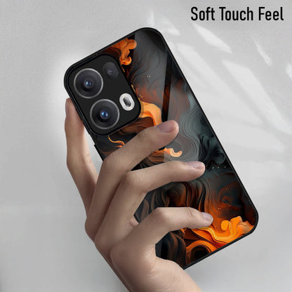 Oppo Reno13 5G Premium Acrylic Shockproof Glass Back Case (Firestorm Art)