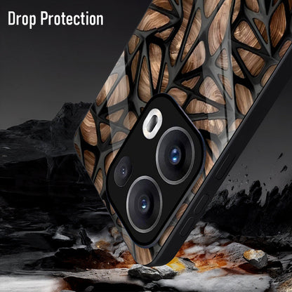 Oppo Reno13 5G Premium Acrylic Shockproof Glass Back Case (Marble Wood Texture)