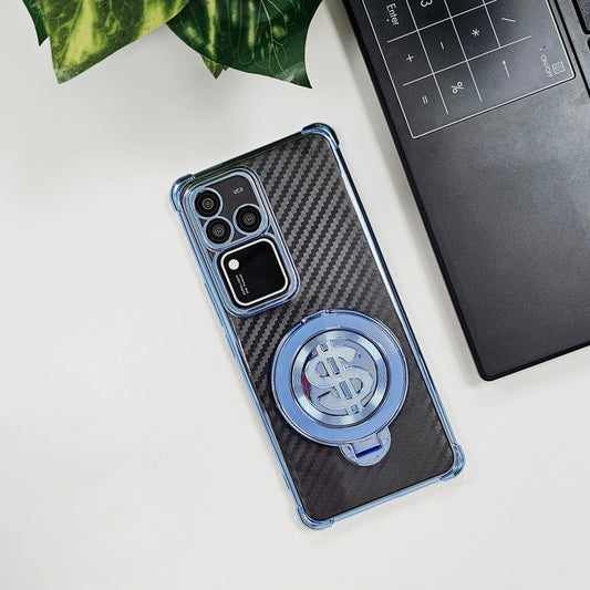 Vivo V30 Pro 5G Premium Carbon Fiber Shockproof Airbags Dollar Rotating Case